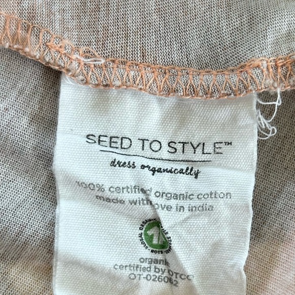 🔥Seed to Style | Women’s coral/brown/chartreuse long sleeve crewneck organic top - Picture 5 of 15